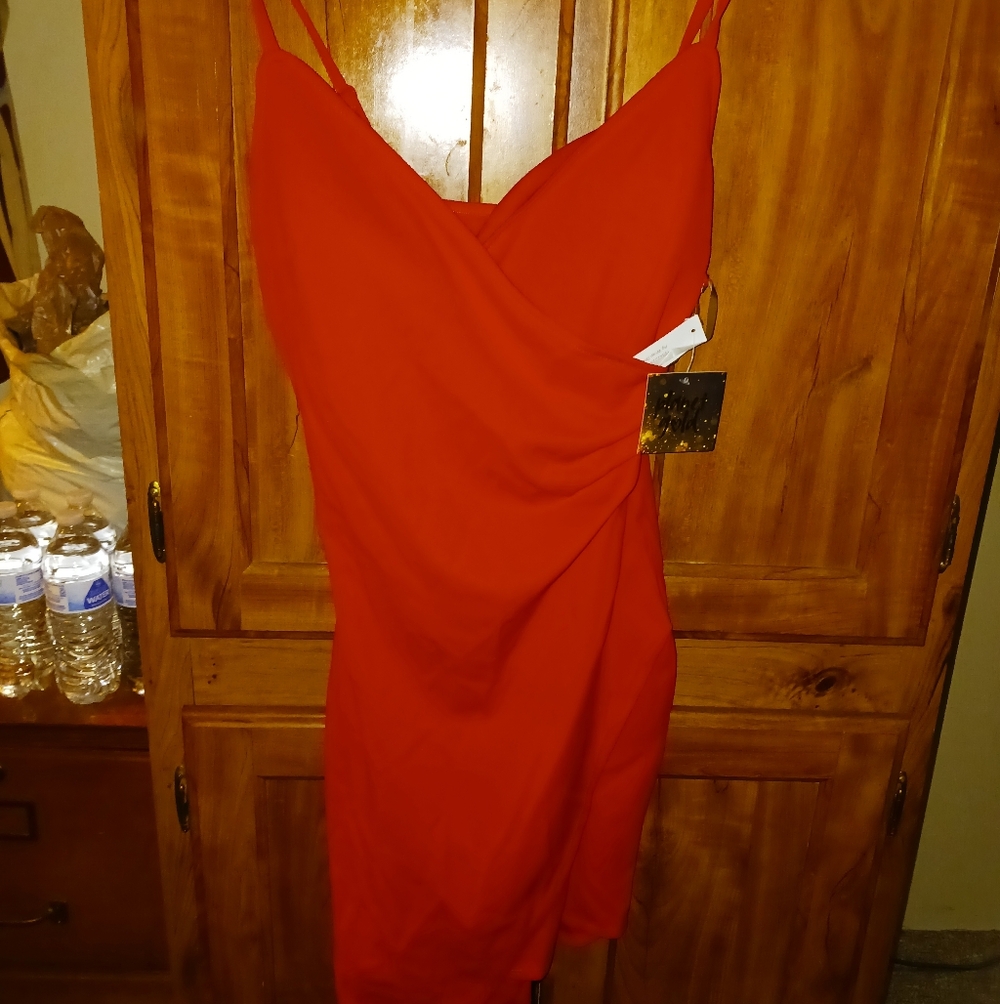 Planet Gold Vibrant Red Mini Dress